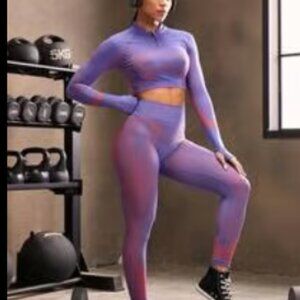 Leggings and Long Sleeve Crop Top Matching Set